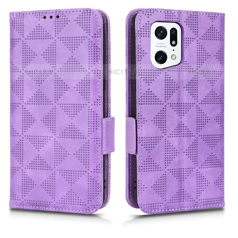 Custodia Portafoglio In Pelle Cover con Supporto C02X per Oppo Find X5 Pro 5G