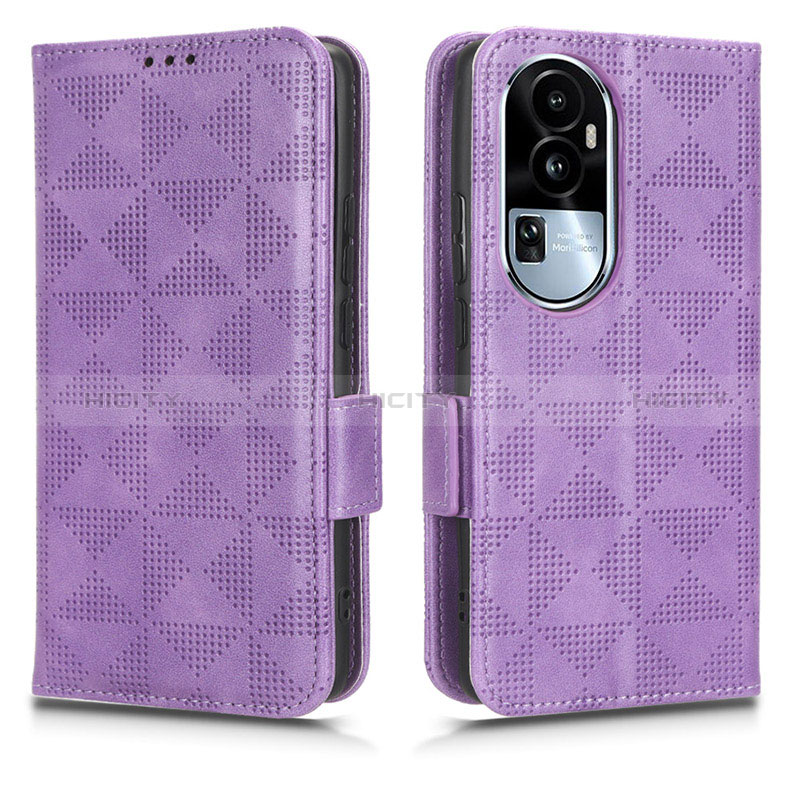 Custodia Portafoglio In Pelle Cover con Supporto C02X per Oppo Reno10 Pro+ Plus 5G Viola