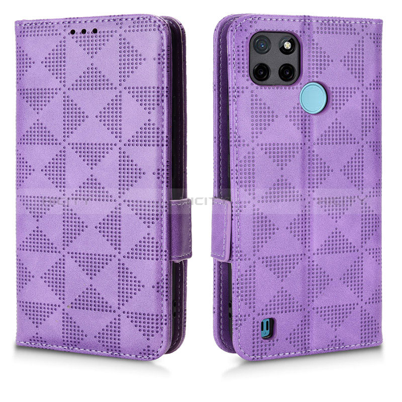 Custodia Portafoglio In Pelle Cover con Supporto C02X per Realme C25Y India Viola