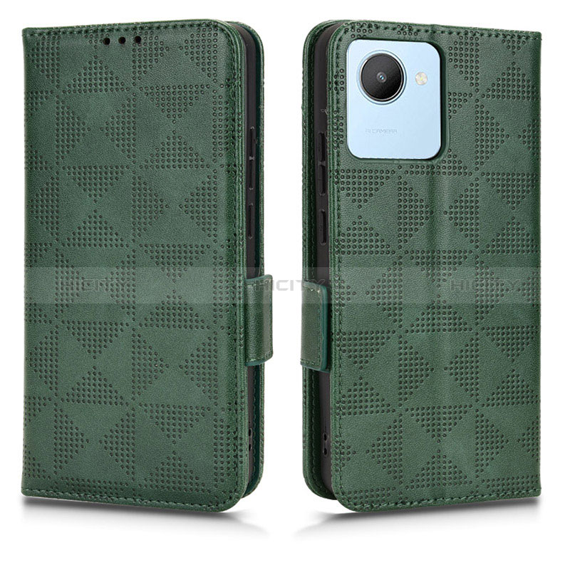 Custodia Portafoglio In Pelle Cover con Supporto C02X per Realme C30 Verde