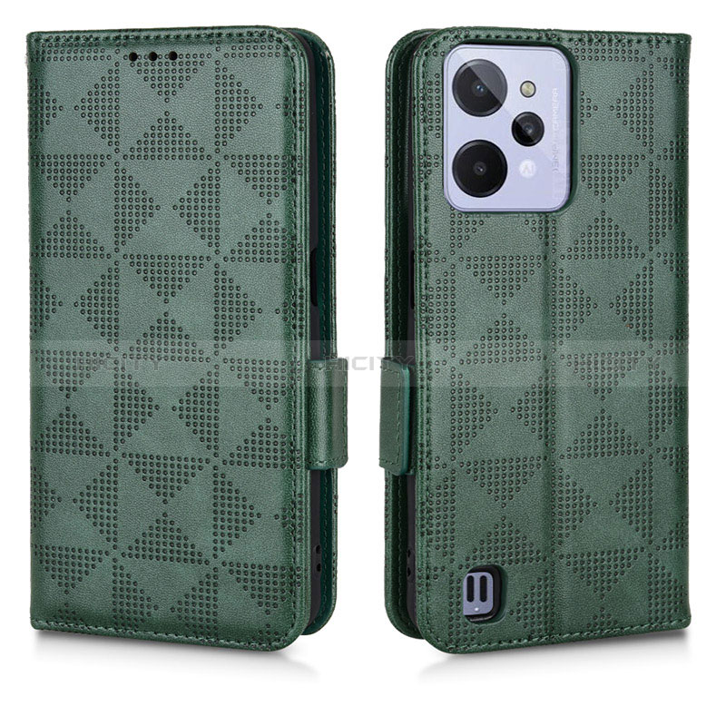 Custodia Portafoglio In Pelle Cover con Supporto C02X per Realme C31 Verde