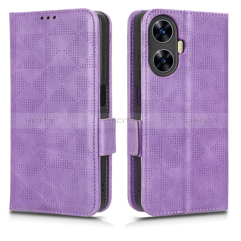 Custodia Portafoglio In Pelle Cover con Supporto C02X per Realme C55 Viola