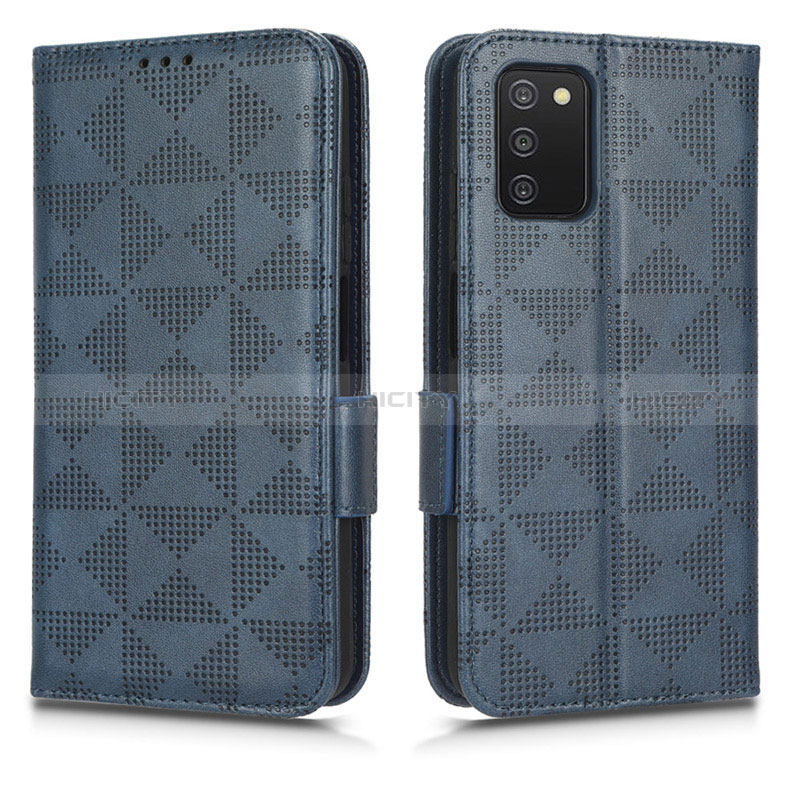 Custodia Portafoglio In Pelle Cover con Supporto C02X per Samsung Galaxy A02s Blu