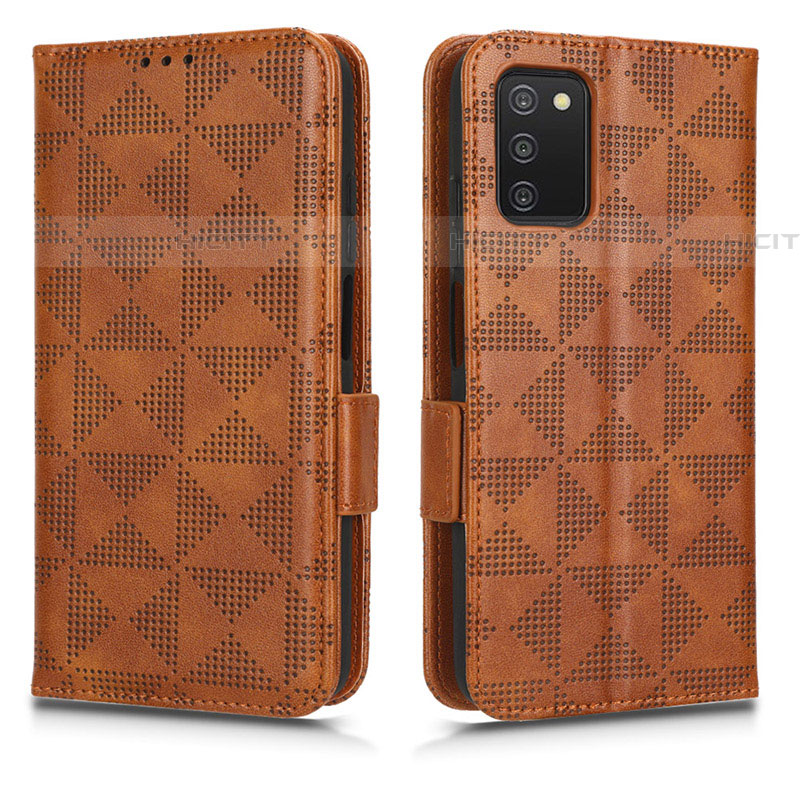 Custodia Portafoglio In Pelle Cover con Supporto C02X per Samsung Galaxy A03s Marrone