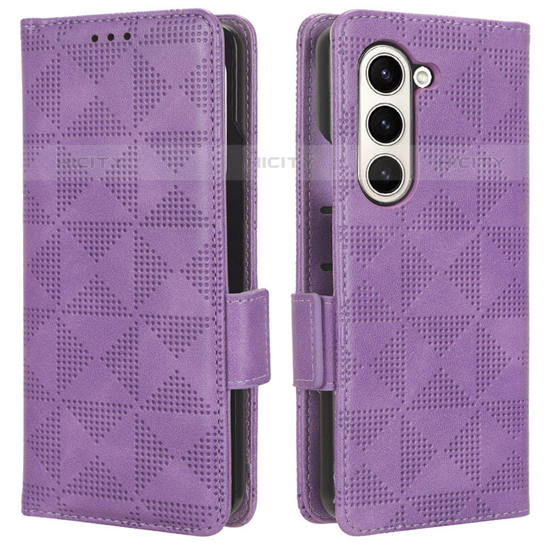 Custodia Portafoglio In Pelle Cover con Supporto C02X per Samsung Galaxy Z Fold5 5G Viola