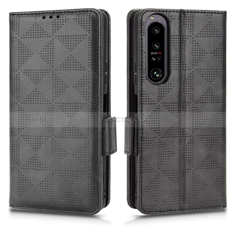 Custodia Portafoglio In Pelle Cover con Supporto C02X per Sony Xperia 1 IV Nero