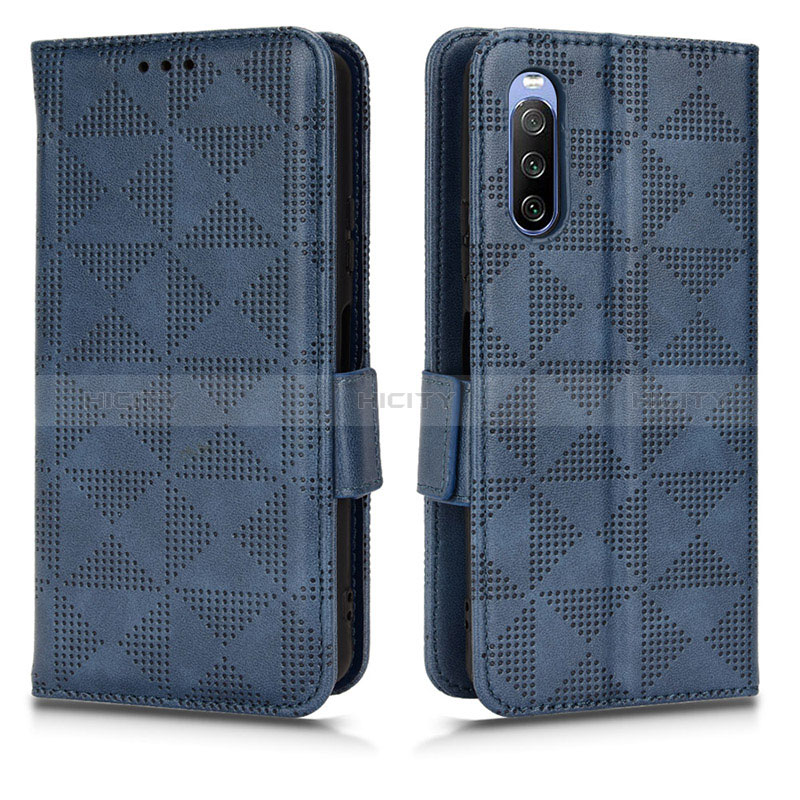 Custodia Portafoglio In Pelle Cover con Supporto C02X per Sony Xperia 10 III Blu