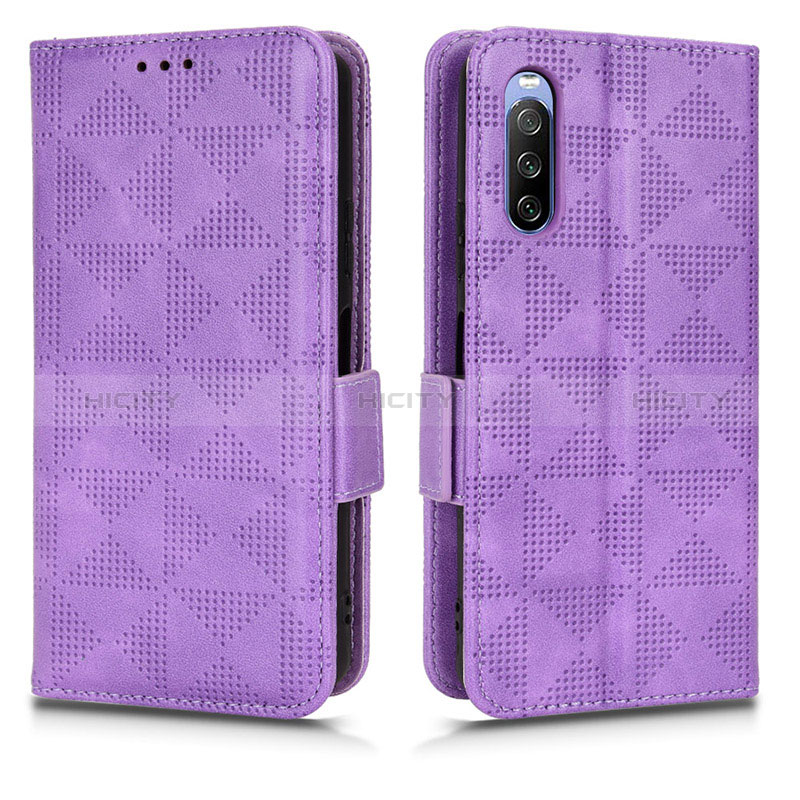 Custodia Portafoglio In Pelle Cover con Supporto C02X per Sony Xperia 10 III Lite Viola