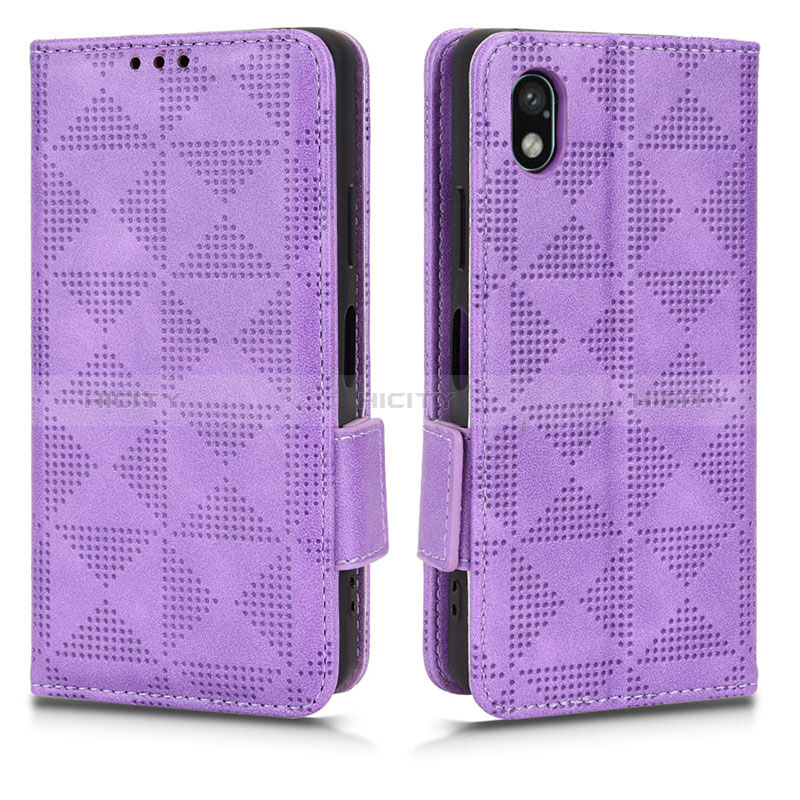 Custodia Portafoglio In Pelle Cover con Supporto C02X per Sony Xperia Ace III Viola