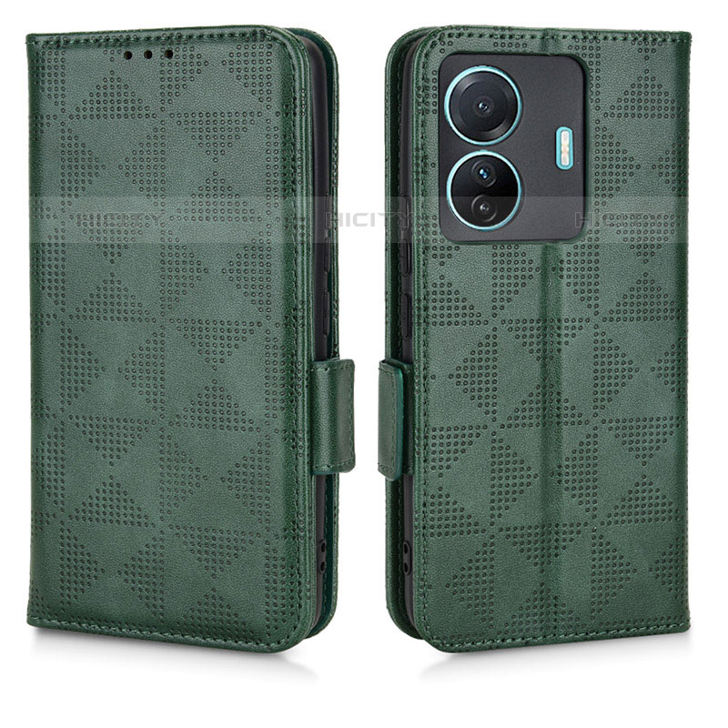 Custodia Portafoglio In Pelle Cover con Supporto C02X per Vivo iQOO Z6 Pro 5G Verde