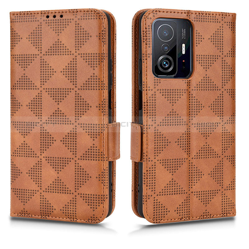 Custodia Portafoglio In Pelle Cover con Supporto C02X per Xiaomi Mi 11T Pro 5G Marrone