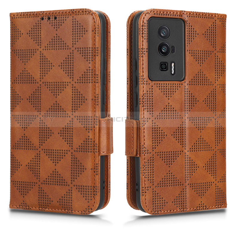 Custodia Portafoglio In Pelle Cover con Supporto C02X per Xiaomi Redmi K60 Pro 5G Marrone