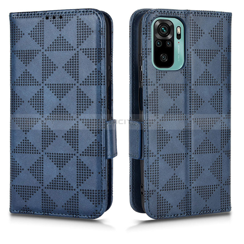 Custodia Portafoglio In Pelle Cover con Supporto C02X per Xiaomi Redmi Note 10 4G Blu