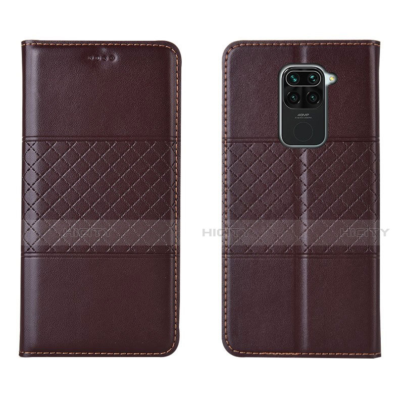 Custodia Portafoglio In Pelle Cover con Supporto C03 per Xiaomi Redmi Note 9 Marrone