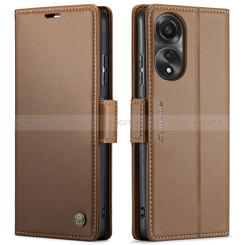 Custodia Portafoglio In Pelle Cover con Supporto C03S per Oppo A78 4G Marrone