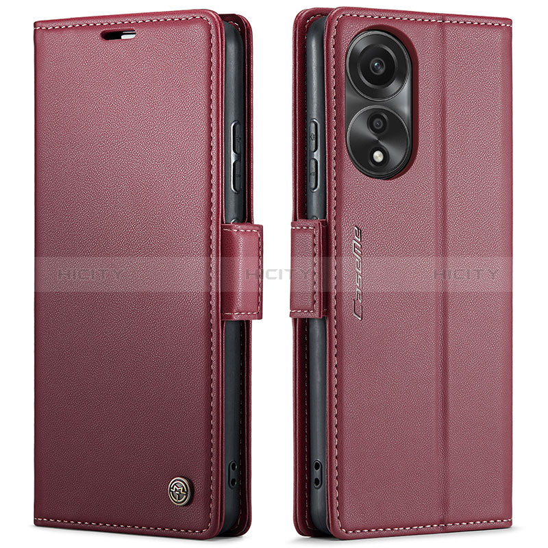 Custodia Portafoglio In Pelle Cover con Supporto C03S per Oppo A78 4G Rosso