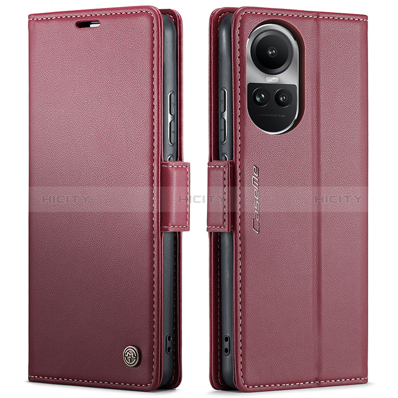 Custodia Portafoglio In Pelle Cover con Supporto C03S per Oppo Reno10 Pro 5G Rosso Rosa