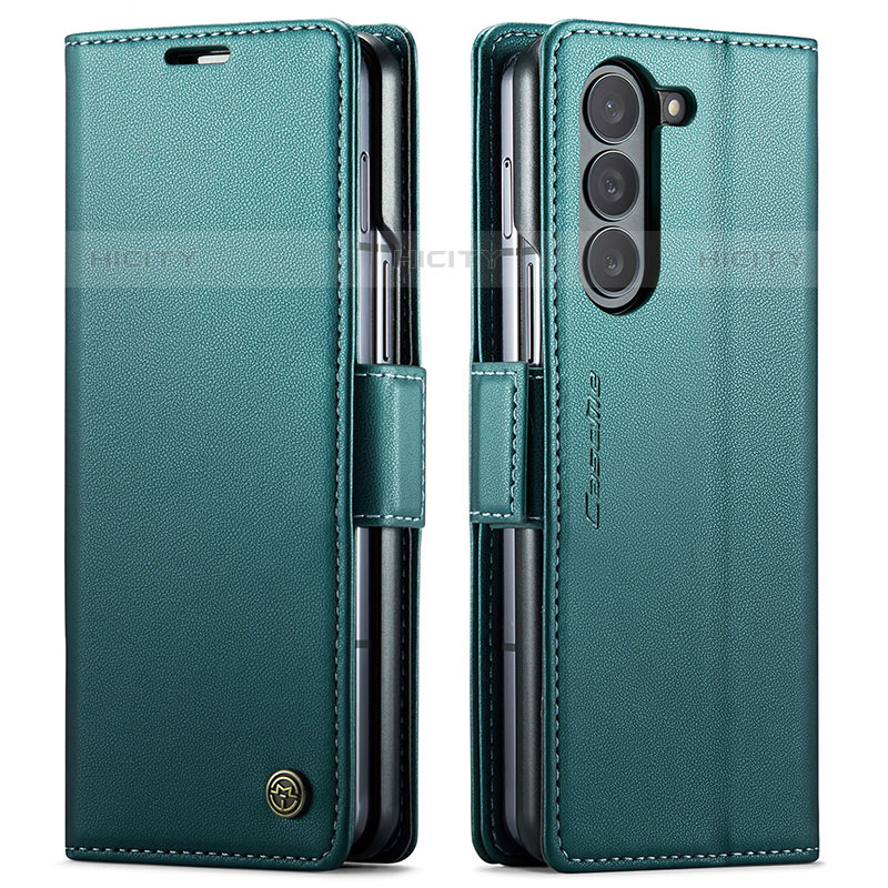 Custodia Portafoglio In Pelle Cover con Supporto C03S per Samsung Galaxy Z Fold5 5G Verde