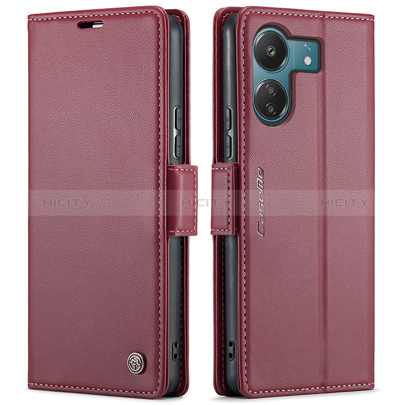 Custodia Portafoglio In Pelle Cover con Supporto C03S per Xiaomi Poco C65 Rosso