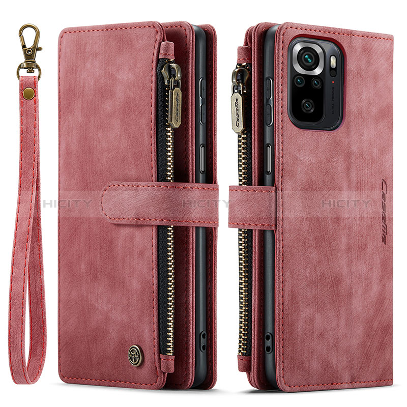 Custodia Portafoglio In Pelle Cover con Supporto C03S per Xiaomi Redmi Note 10S 4G Rosso