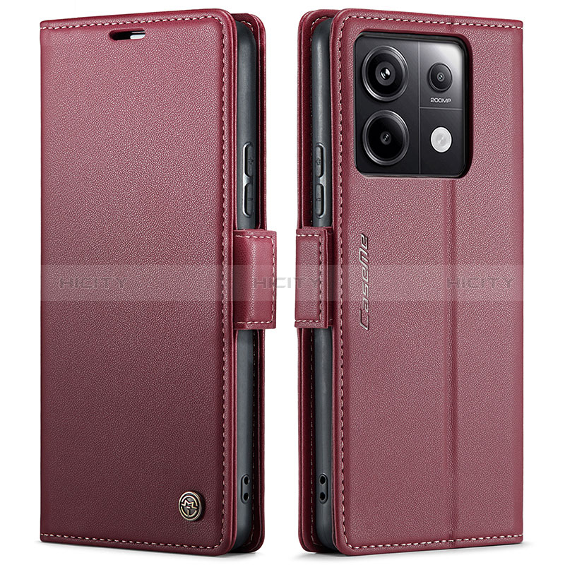 Custodia Portafoglio In Pelle Cover con Supporto C03S per Xiaomi Redmi Note 13 Pro 5G Rosso