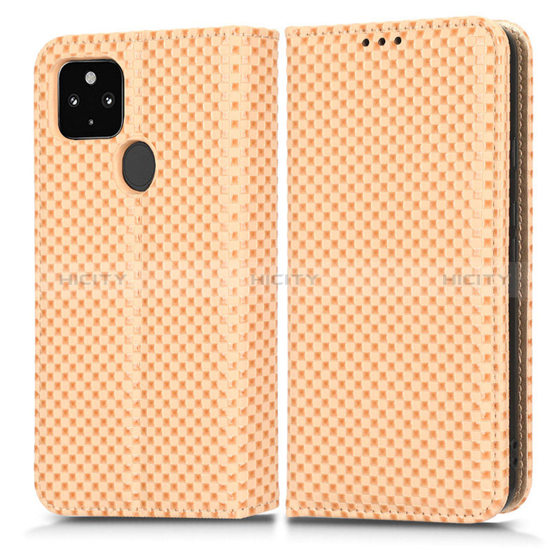 Custodia Portafoglio In Pelle Cover con Supporto C03X per Google Pixel 5 XL 5G Oro