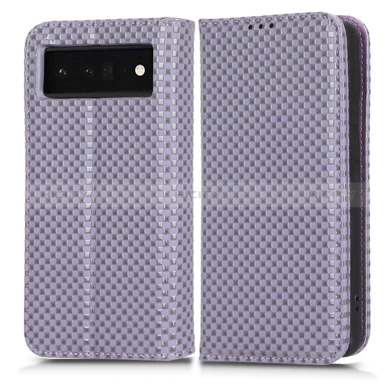 Custodia Portafoglio In Pelle Cover con Supporto C03X per Google Pixel 6 Pro 5G Viola