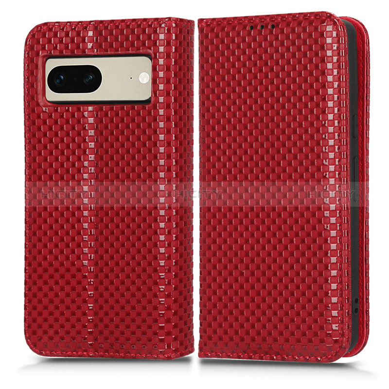 Custodia Portafoglio In Pelle Cover con Supporto C03X per Google Pixel 7 5G Rosso