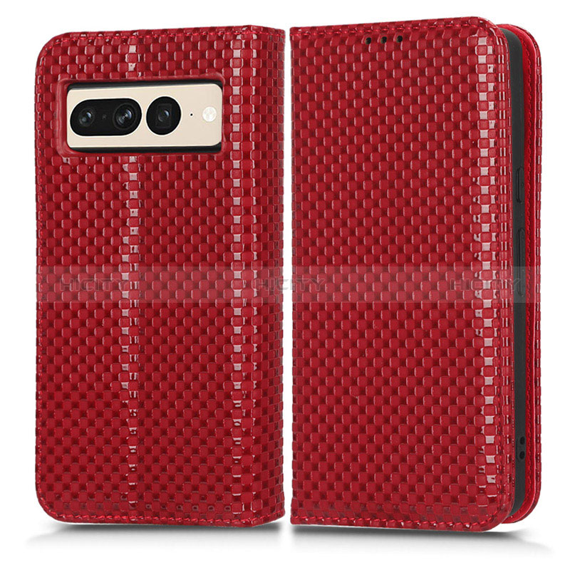 Custodia Portafoglio In Pelle Cover con Supporto C03X per Google Pixel 7 Pro 5G Rosso