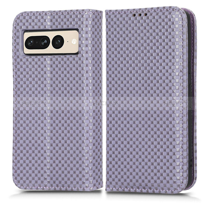 Custodia Portafoglio In Pelle Cover con Supporto C03X per Google Pixel 7 Pro 5G Viola