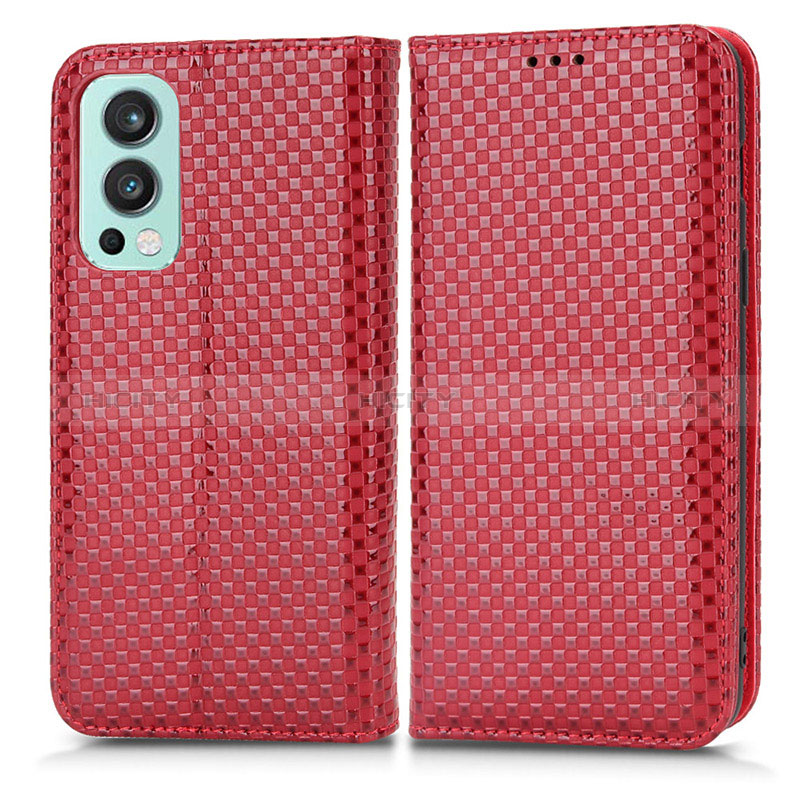 Custodia Portafoglio In Pelle Cover con Supporto C03X per OnePlus Nord 2 5G Rosso