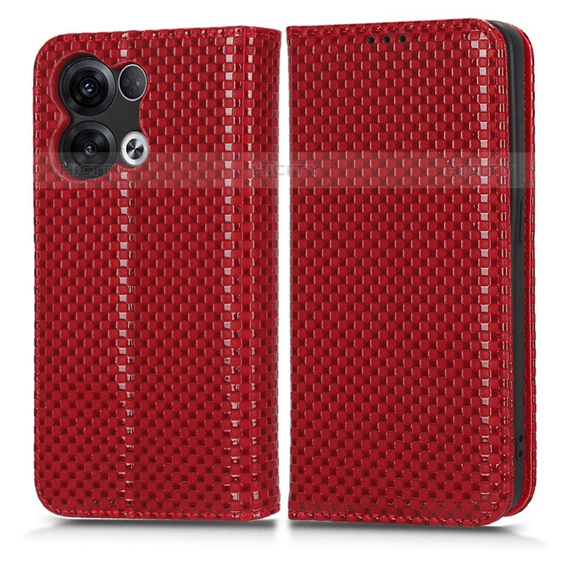 Custodia Portafoglio In Pelle Cover con Supporto C03X per Oppo Reno8 5G Rosso