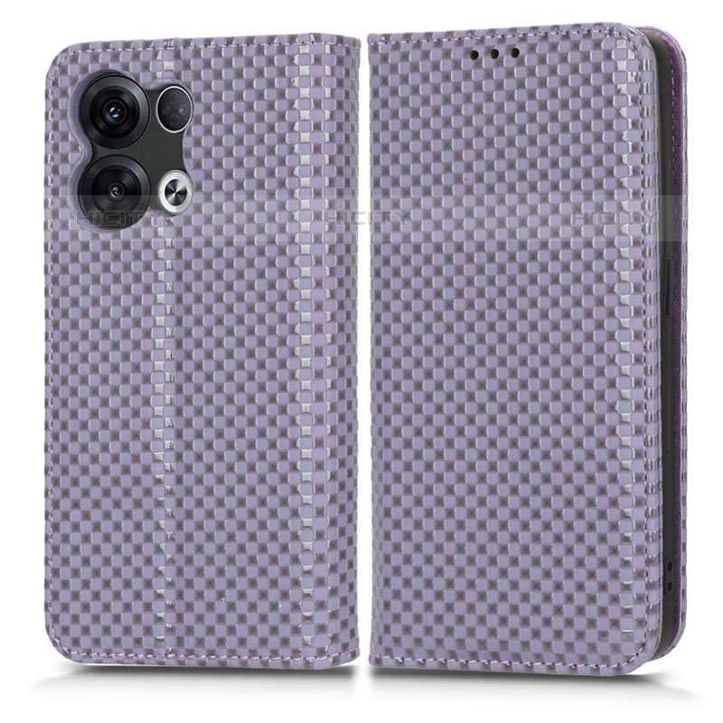 Custodia Portafoglio In Pelle Cover con Supporto C03X per Oppo Reno8 5G Viola