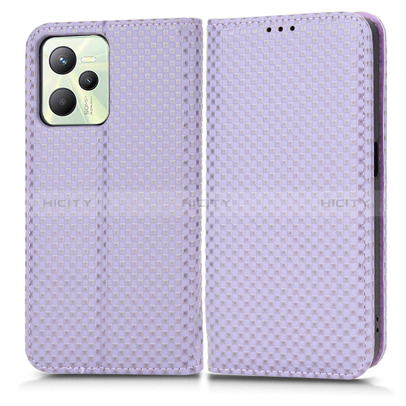 Custodia Portafoglio In Pelle Cover con Supporto C03X per Realme C35 Viola