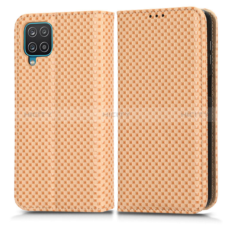 Custodia Portafoglio In Pelle Cover con Supporto C03X per Samsung Galaxy A12 Nacho Oro