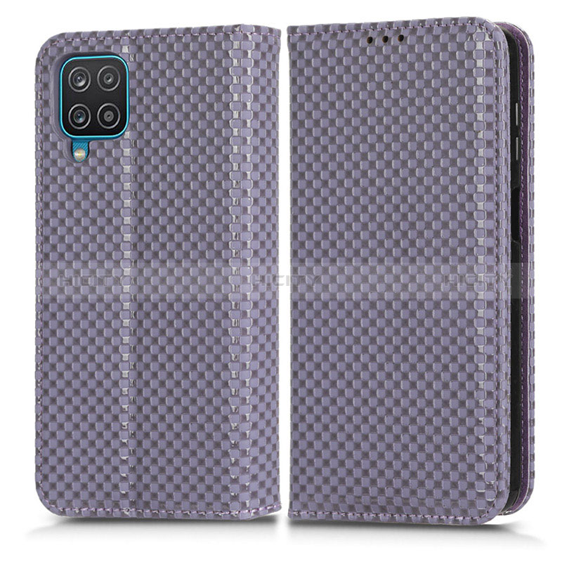 Custodia Portafoglio In Pelle Cover con Supporto C03X per Samsung Galaxy A12 Viola