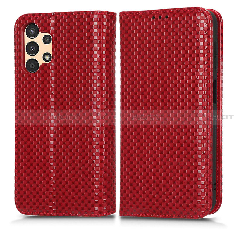 Custodia Portafoglio In Pelle Cover con Supporto C03X per Samsung Galaxy A13 4G Rosso