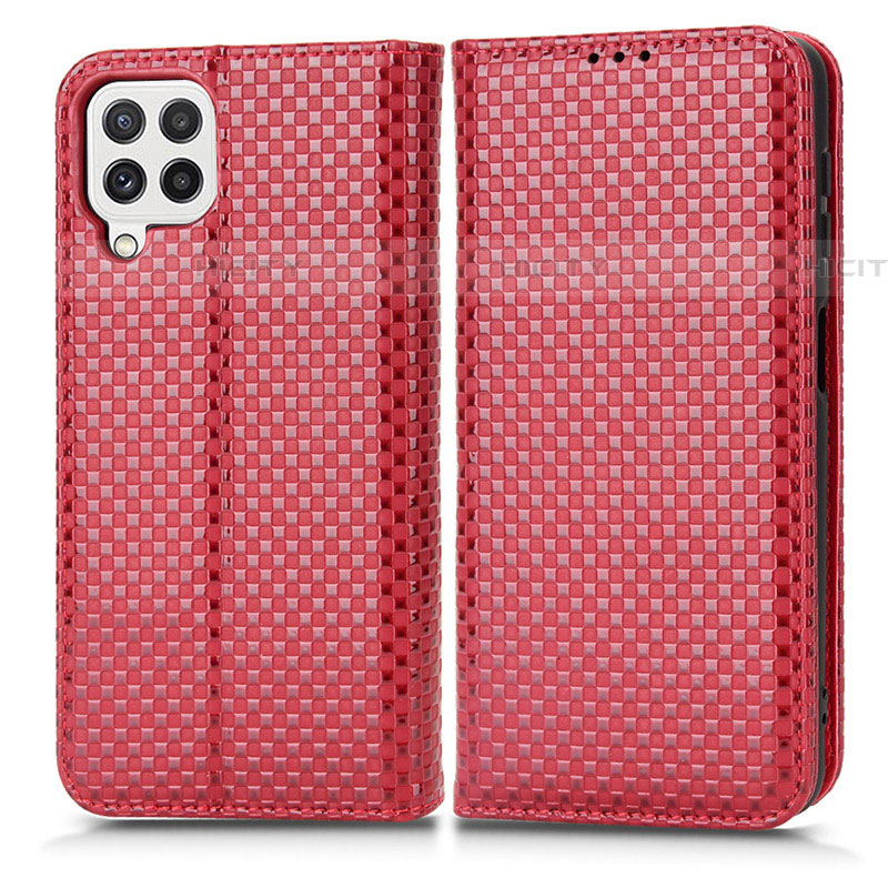 Custodia Portafoglio In Pelle Cover con Supporto C03X per Samsung Galaxy F22 4G Rosso