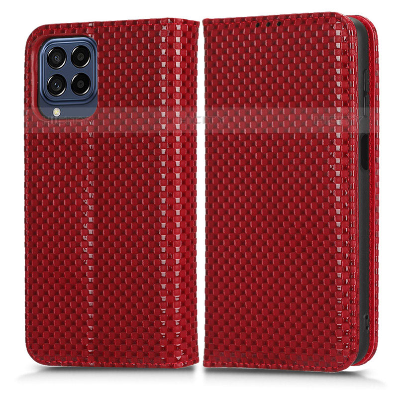 Custodia Portafoglio In Pelle Cover con Supporto C03X per Samsung Galaxy M53 5G Rosso