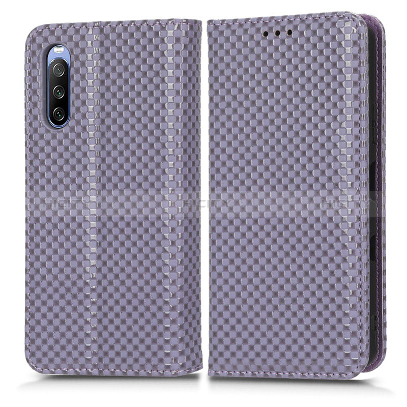 Custodia Portafoglio In Pelle Cover con Supporto C03X per Sony Xperia 10 III Lite Viola