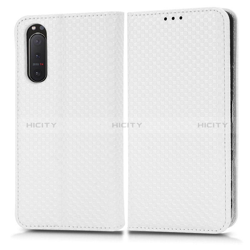 Custodia Portafoglio In Pelle Cover con Supporto C03X per Sony Xperia 5 II Bianco