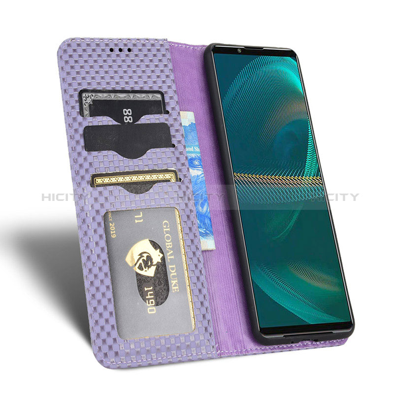 Custodia Portafoglio In Pelle Cover con Supporto C03X per Sony Xperia 5 III