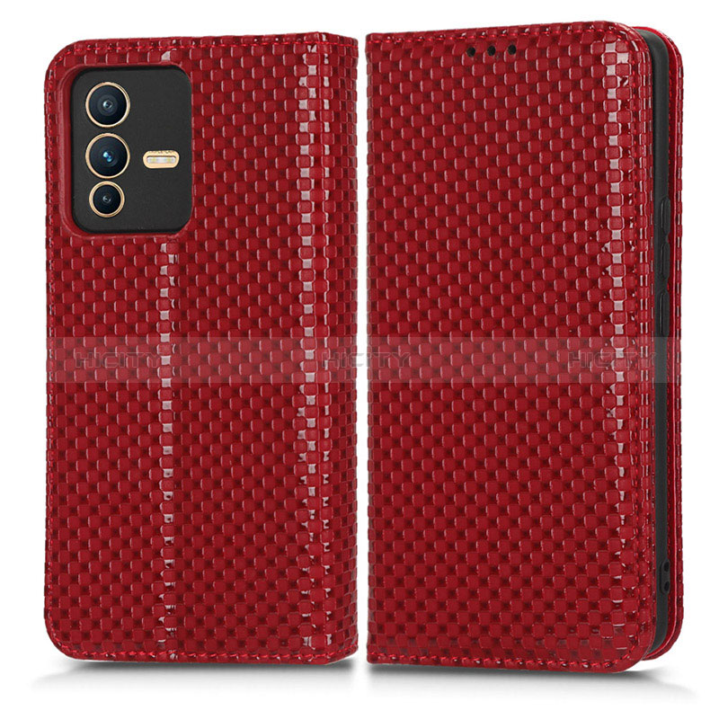 Custodia Portafoglio In Pelle Cover con Supporto C03X per Vivo V23 Pro 5G Rosso