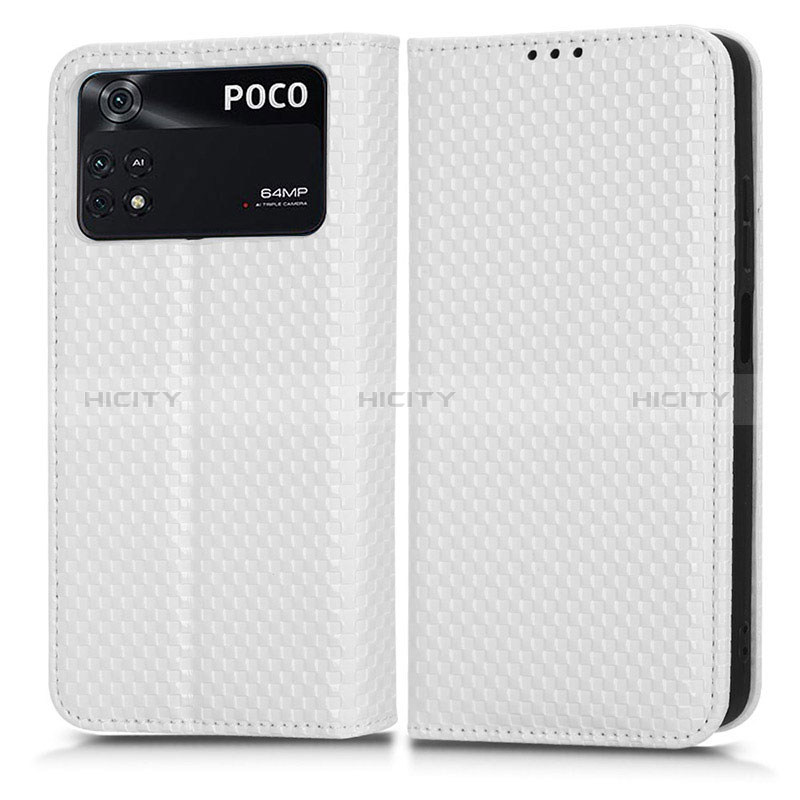 Custodia Portafoglio In Pelle Cover con Supporto C03X per Xiaomi Poco M4 Pro 4G Bianco