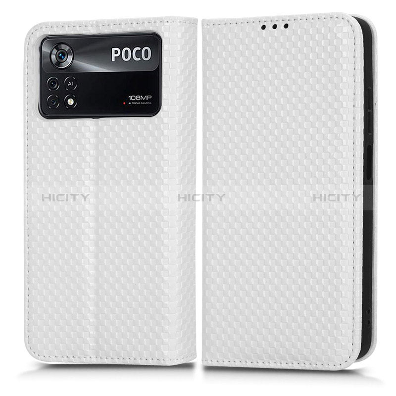 Custodia Portafoglio In Pelle Cover con Supporto C03X per Xiaomi Poco X4 Pro 5G Bianco