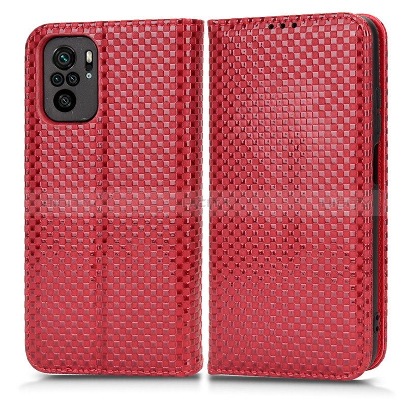 Custodia Portafoglio In Pelle Cover con Supporto C03X per Xiaomi Redmi Note 10 4G Rosso