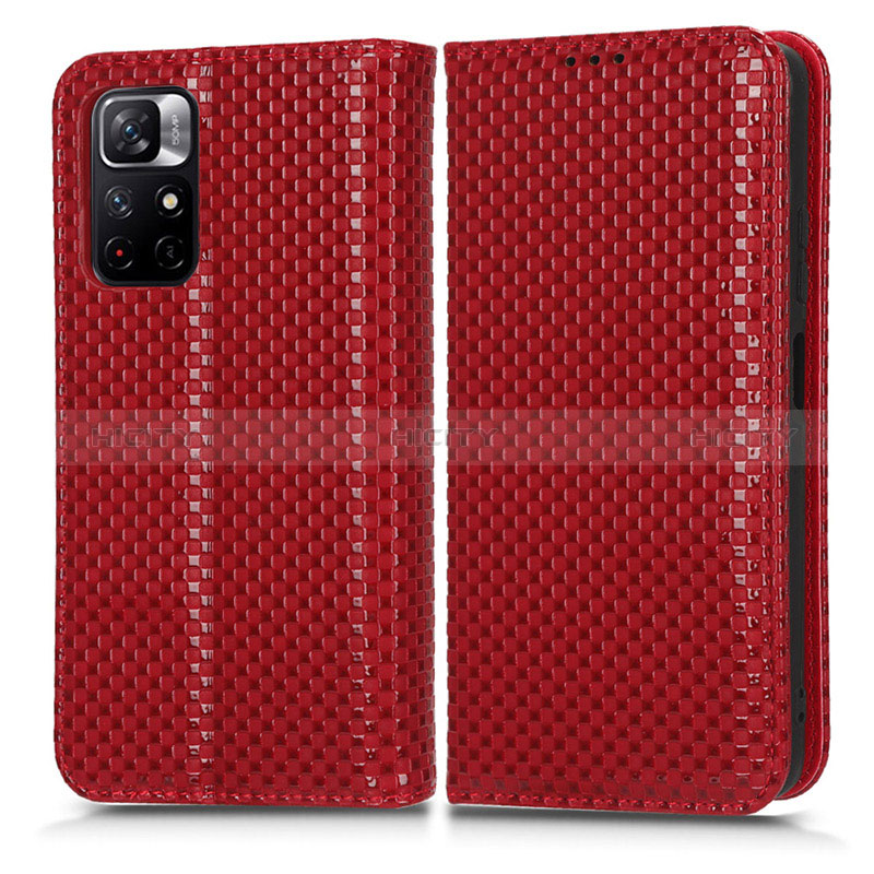 Custodia Portafoglio In Pelle Cover con Supporto C03X per Xiaomi Redmi Note 11S 5G Rosso