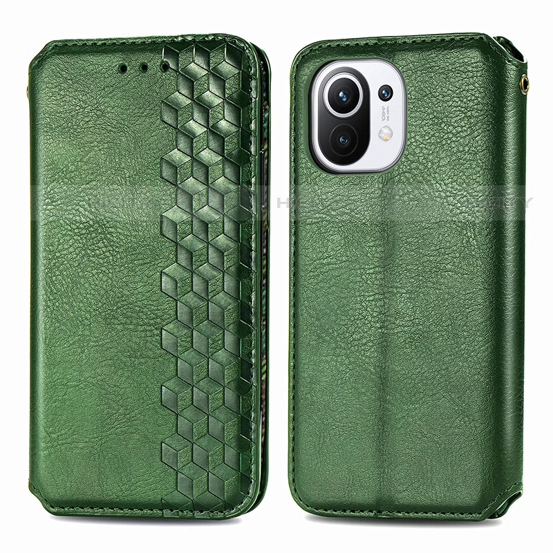 Custodia Portafoglio In Pelle Cover con Supporto C04 per Xiaomi Mi 11 5G Verde