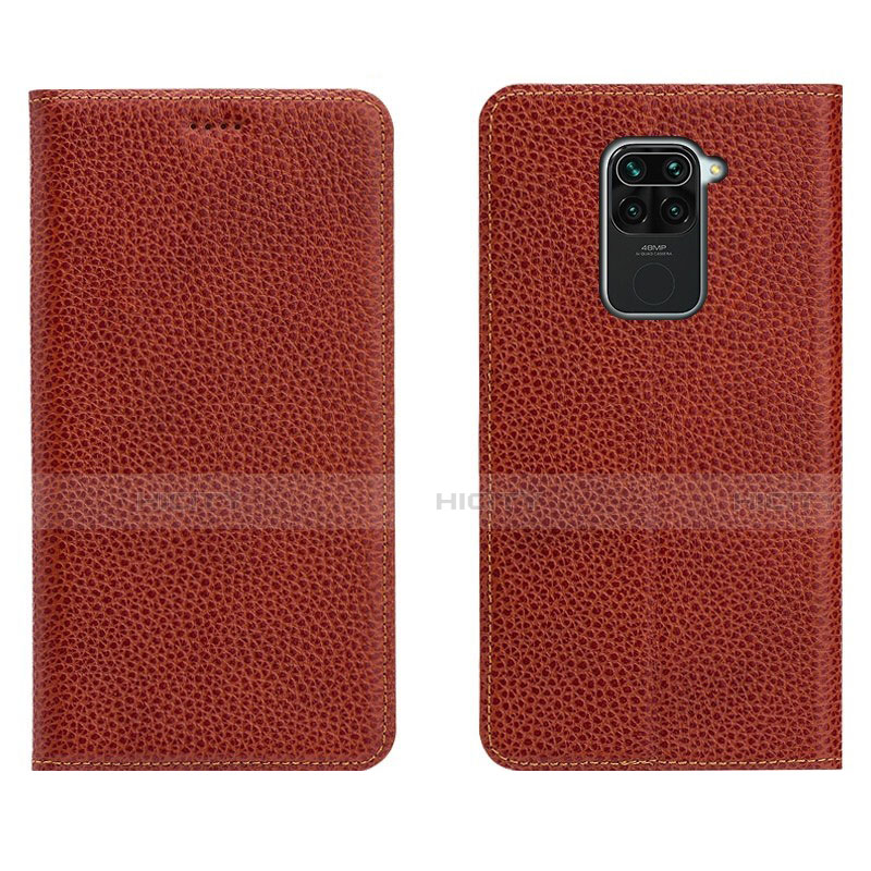 Custodia Portafoglio In Pelle Cover con Supporto C04 per Xiaomi Redmi Note 9 Marrone