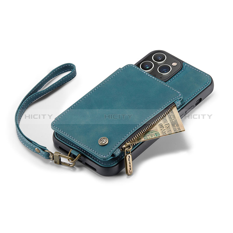 Custodia Portafoglio In Pelle Cover con Supporto C04S per Apple iPhone 15 Pro Blu